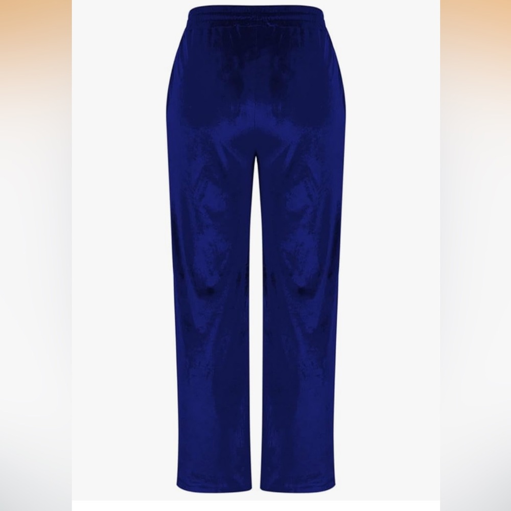 Blank NYC XL & XXL Velvet Pleated Wide-Leg Trousers Navy & Black - Picture 4 of 7